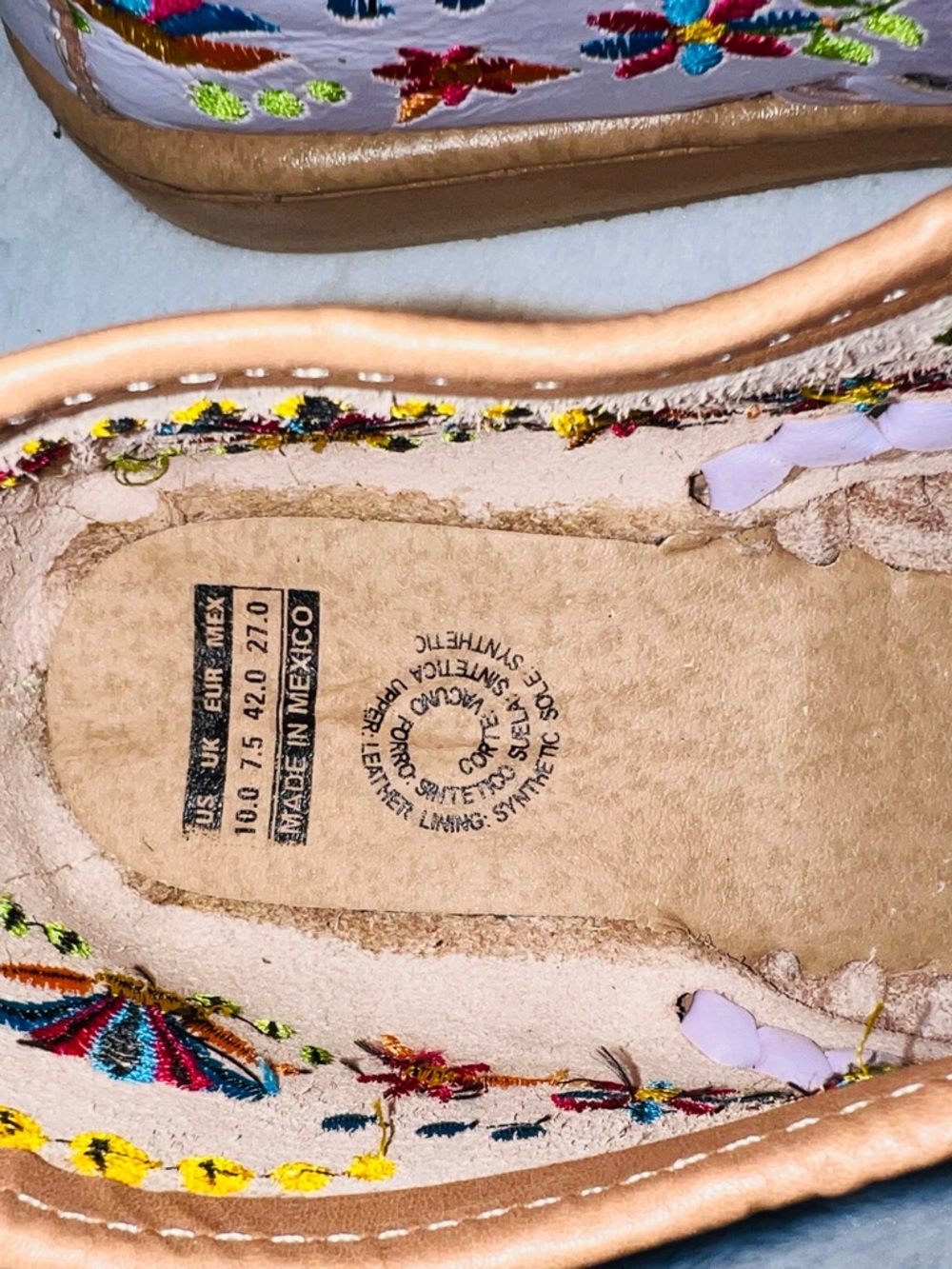 Hand Crafted White Embroidered Multicolor Lace-Up Flats - Picture 13 of 17